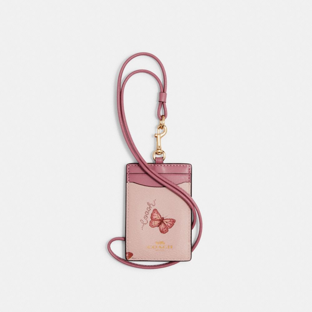 ID LANYARD WITH BUTTERFLY PRINT - IM/BLOSSOM/ PINK MULTI - COACH 2984