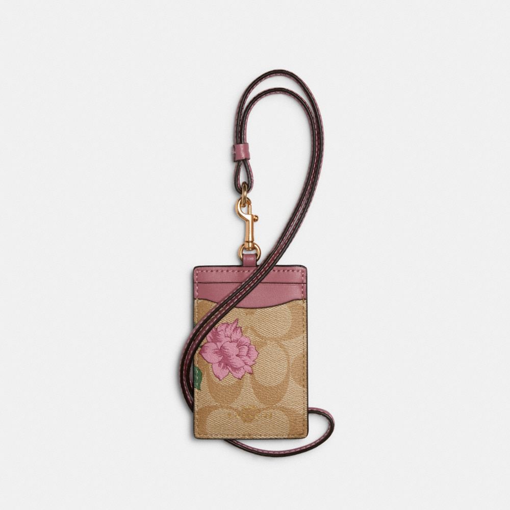 ID LANYARD IN SIGNATURE CANVAS WITH PRAIRIE ROSE PRINT - IM/KHAKI MULTI - COACH 2986