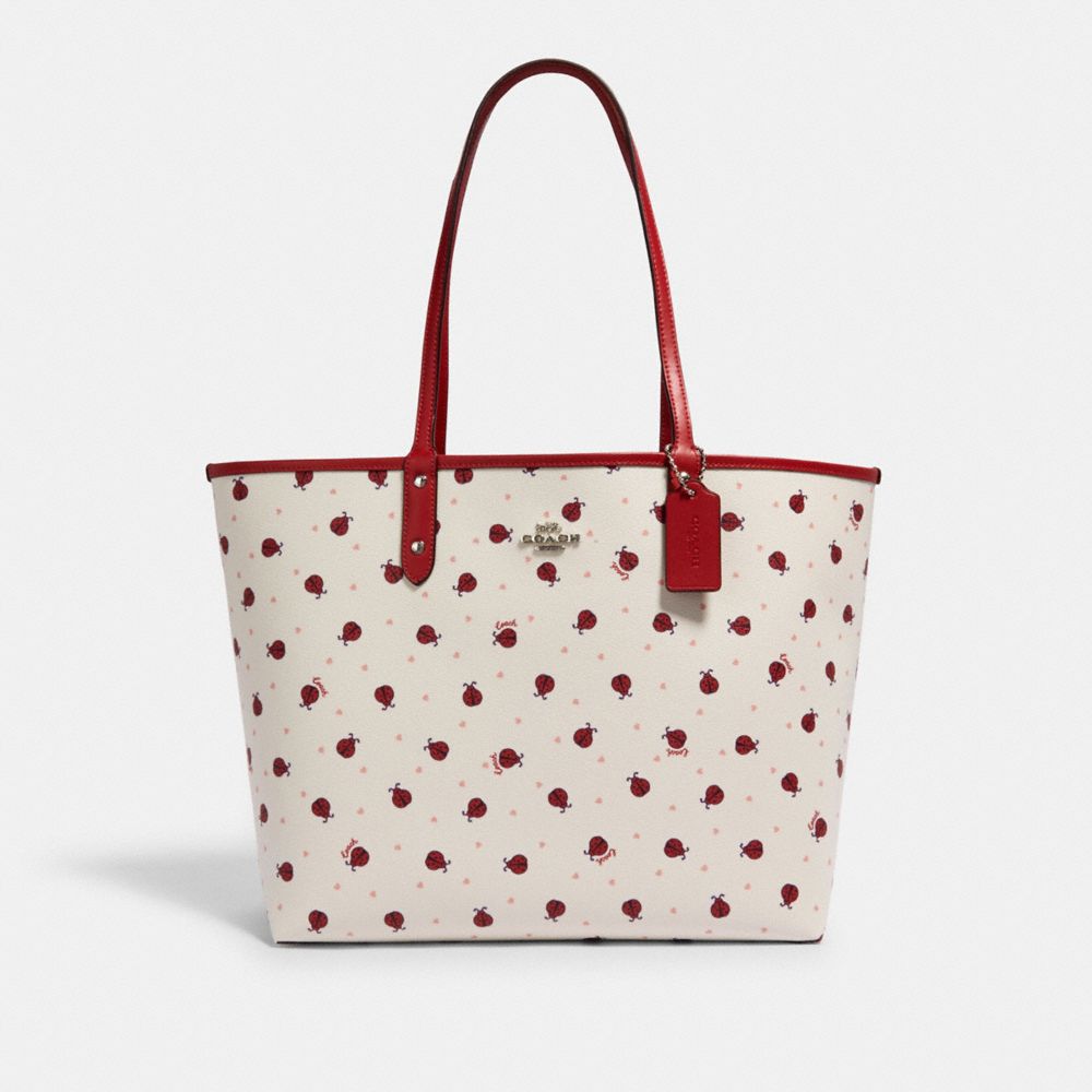 REVERSIBLE CITY TOTE WITH LADYBUG PRINT - 2991 - SV/CHALK/ RED MULTI/ TRUE RED