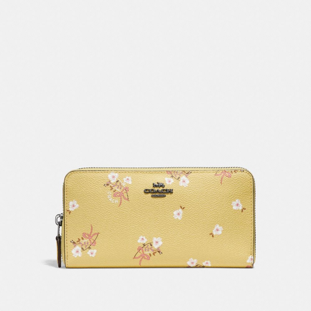 COACH ACCORDION ZIP WALLET WITH FLORAL BOW PRINT - DK/SUNFLOWER FLORAL BOW - 29969