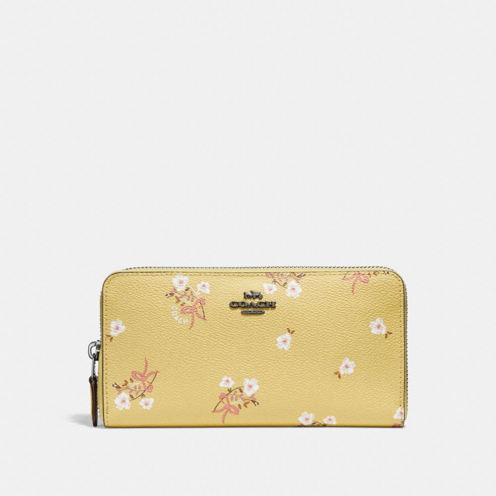 COACH 29969 ACCORDION ZIP WALLET WITH FLORAL BOW PRINT DK/SUNFLOWER FLORAL BOW