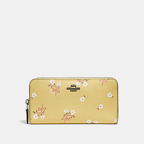 COACH 29969 ACCORDION ZIP WALLET WITH FLORAL BOW PRINT DK/SUNFLOWER FLORAL BOW
