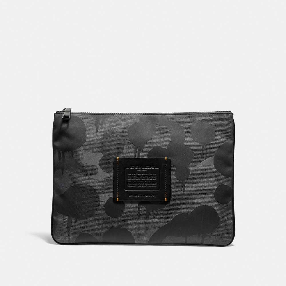 LARGE MULTIFUNCTIONAL POUCH WITH WILD BEAST PRINT - CHARCOAL - COACH 29976