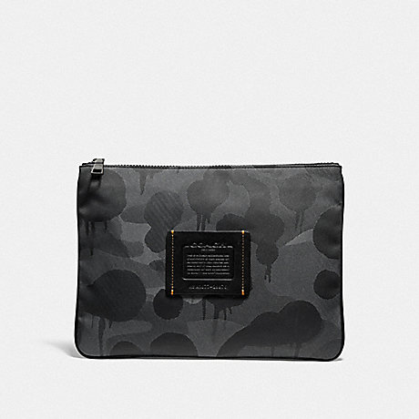 COACH LARGE MULTIFUNCTIONAL POUCH WITH WILD BEAST PRINT - CHARCOAL - 29976
