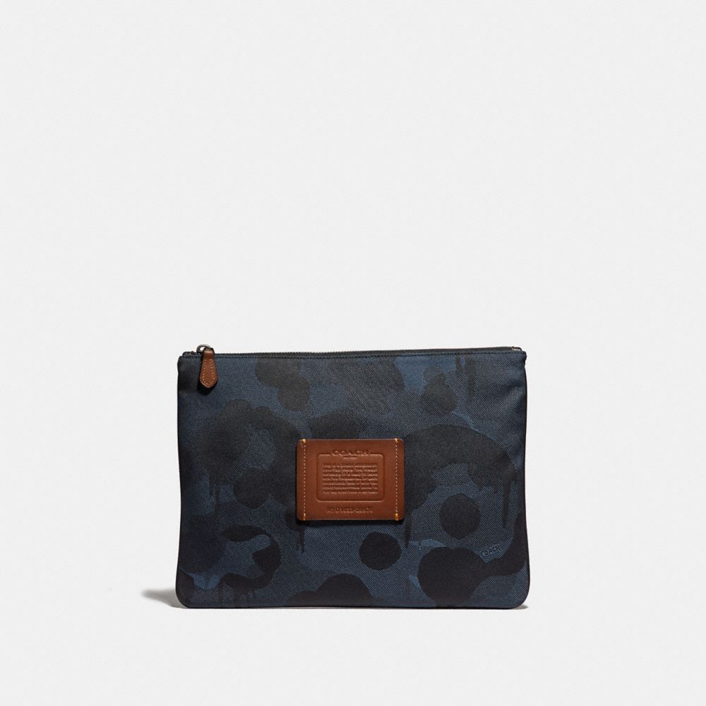 LARGE MULTIFUNCTIONAL POUCH WITH WILD BEAST PRINT - DENIM - COACH 29976