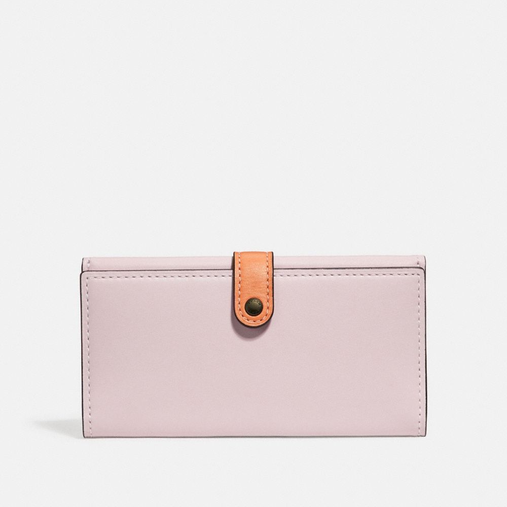 COACH 29978 - SLIM TRIFOLD WALLET IN COLORBLOCK ICE PINK MULTI/BLACK COPPER