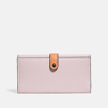 COACH 29978 SLIM TRIFOLD WALLET IN COLORBLOCK ICE-PINK-MULTI/BLACK-COPPER