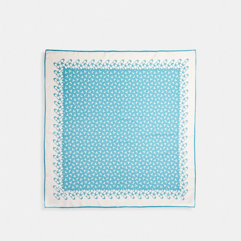 COACH 30067 SIGNATURE SILK SQUARE SCARF AQUA