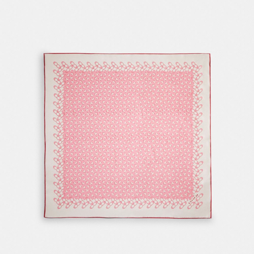 COACH 30067 Signature Silk Square Scarf BUBBLEGUM