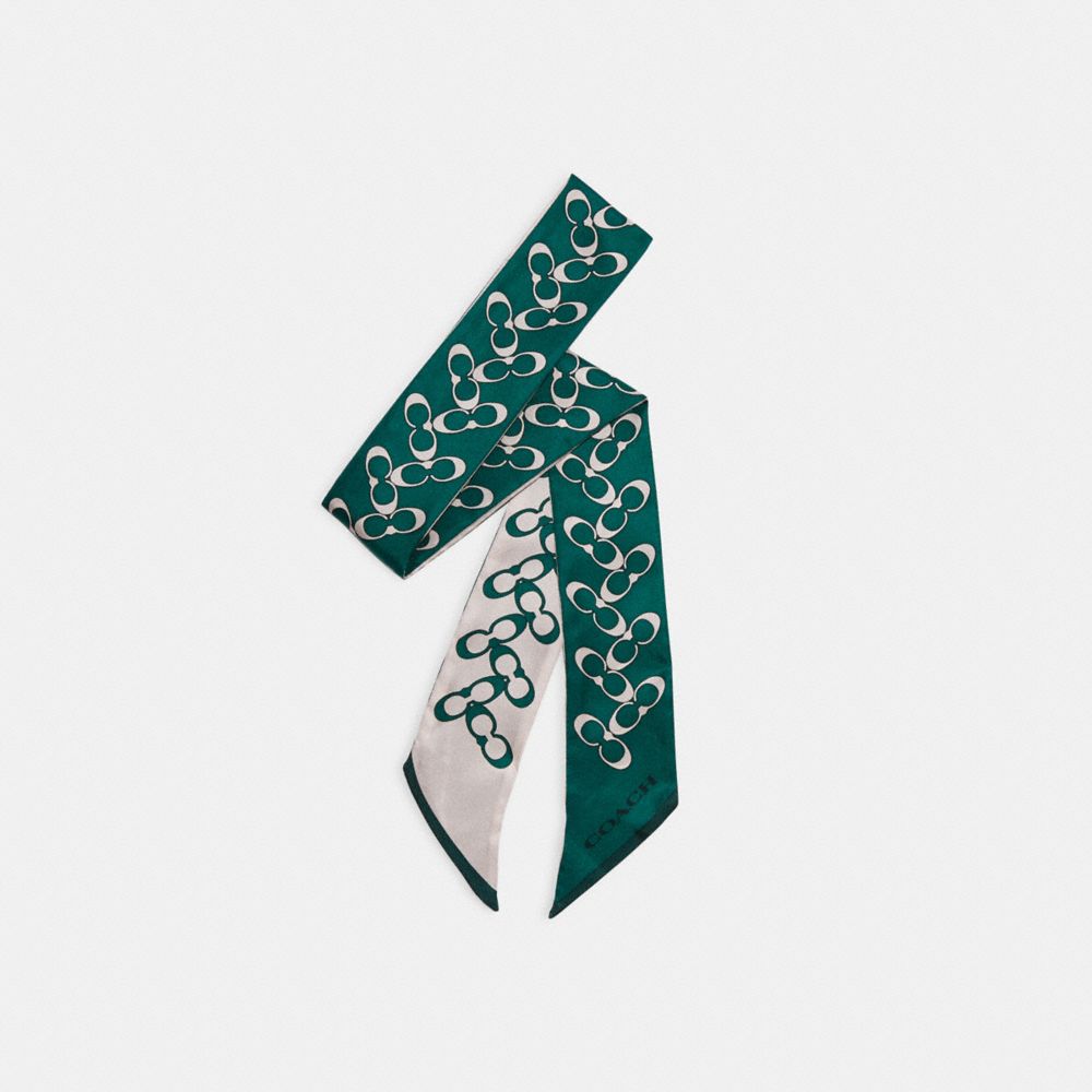 COACH 30068 SIGNATURE SILK SKINNY SCARF BRIGHT JADE