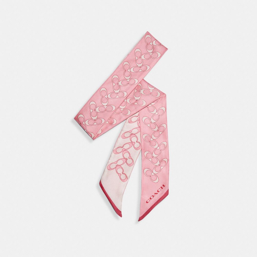 COACH 30068 - SIGNATURE SILK SKINNY SCARF BUBBLEGUM