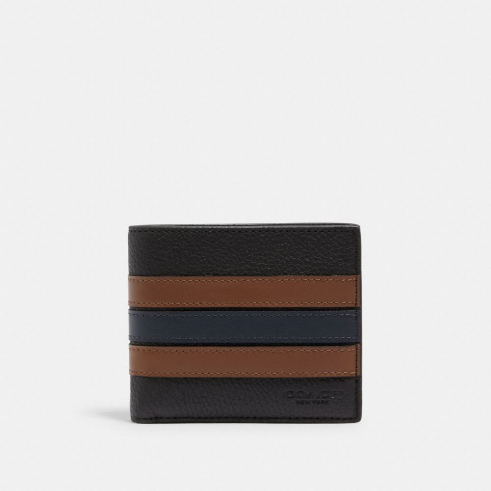COACH 3007 3-in-1 Wallet With Varsity Stripe QB/BLACK SADDLE/MIDNIGHT