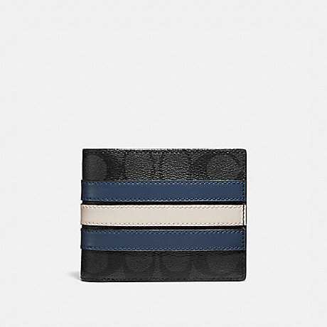 COACH 3 In 1 Wallet In Signature Canvas With Varsity Stripe - GUNMETAL/CHARCOAL/DENIM/CHALK - 3008