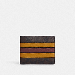 3 In 1 Wallet In Signature Canvas With Varsity Stripe - 3008 - QB/Mahogany/Buttercup Multi