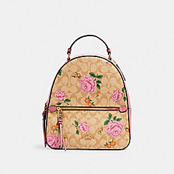 COACH 3011 Jordyn Backpack In Signature Canvas With Prairie Rose Print IM/LIGHT KHAKI PINK PINK MULTI