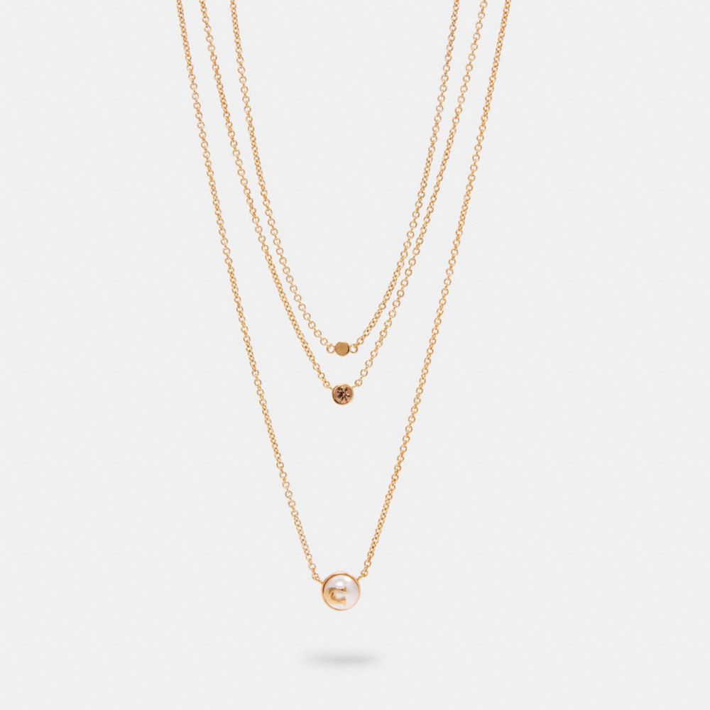 PEARL SIGNATURE LAYER NECKLACE - 3016 - GD/PINK