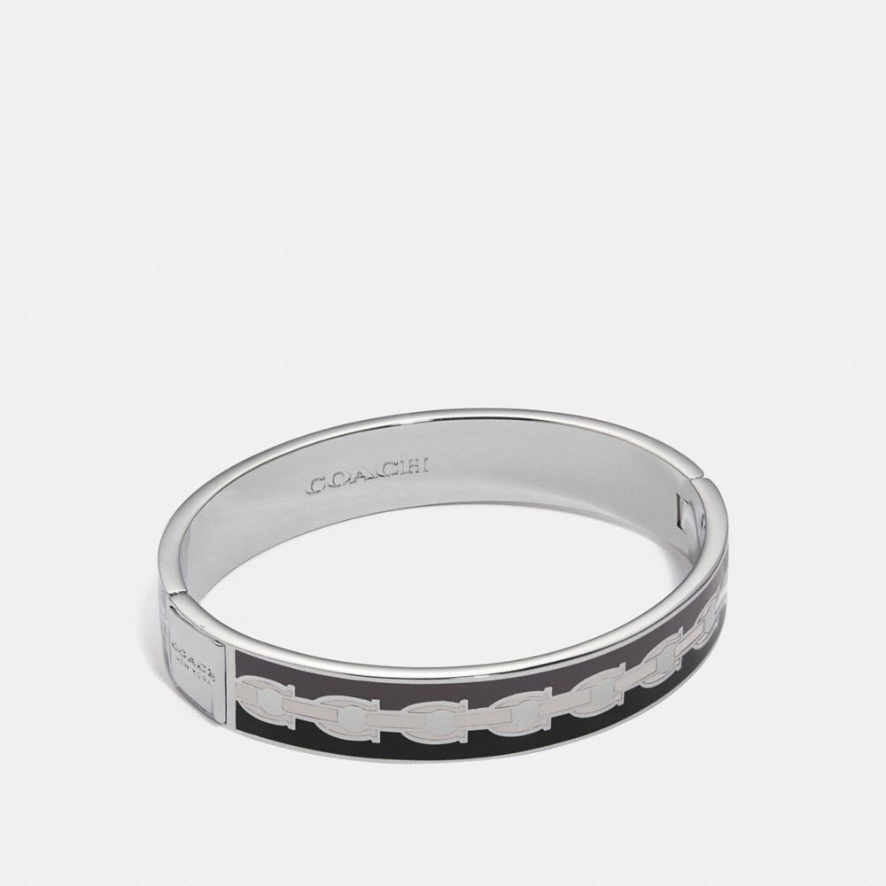 COACH 30193 SIGNATURE CHAIN HINGED BANGLE BLACK-MULTI/SILVER