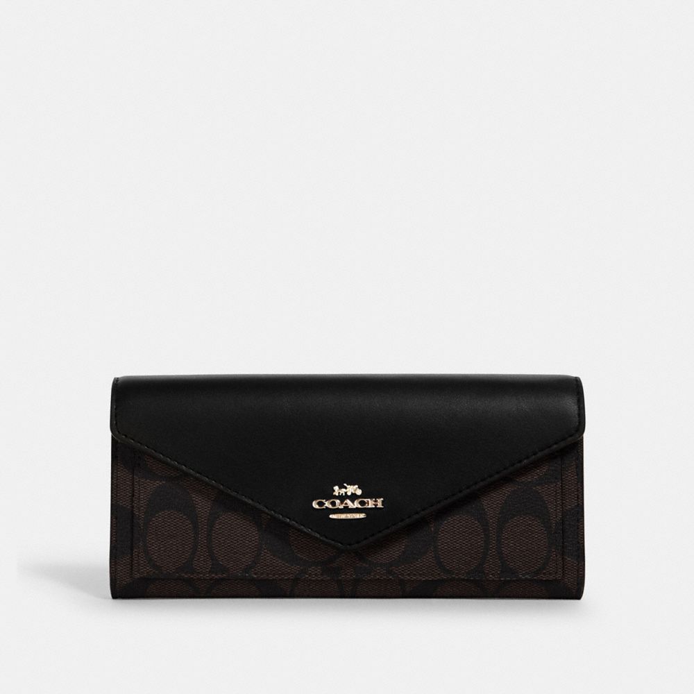 SLIM ENVELOPE WALLET IN SIGNATURE CANVAS - IM/BROWN BLACK - COACH 3034