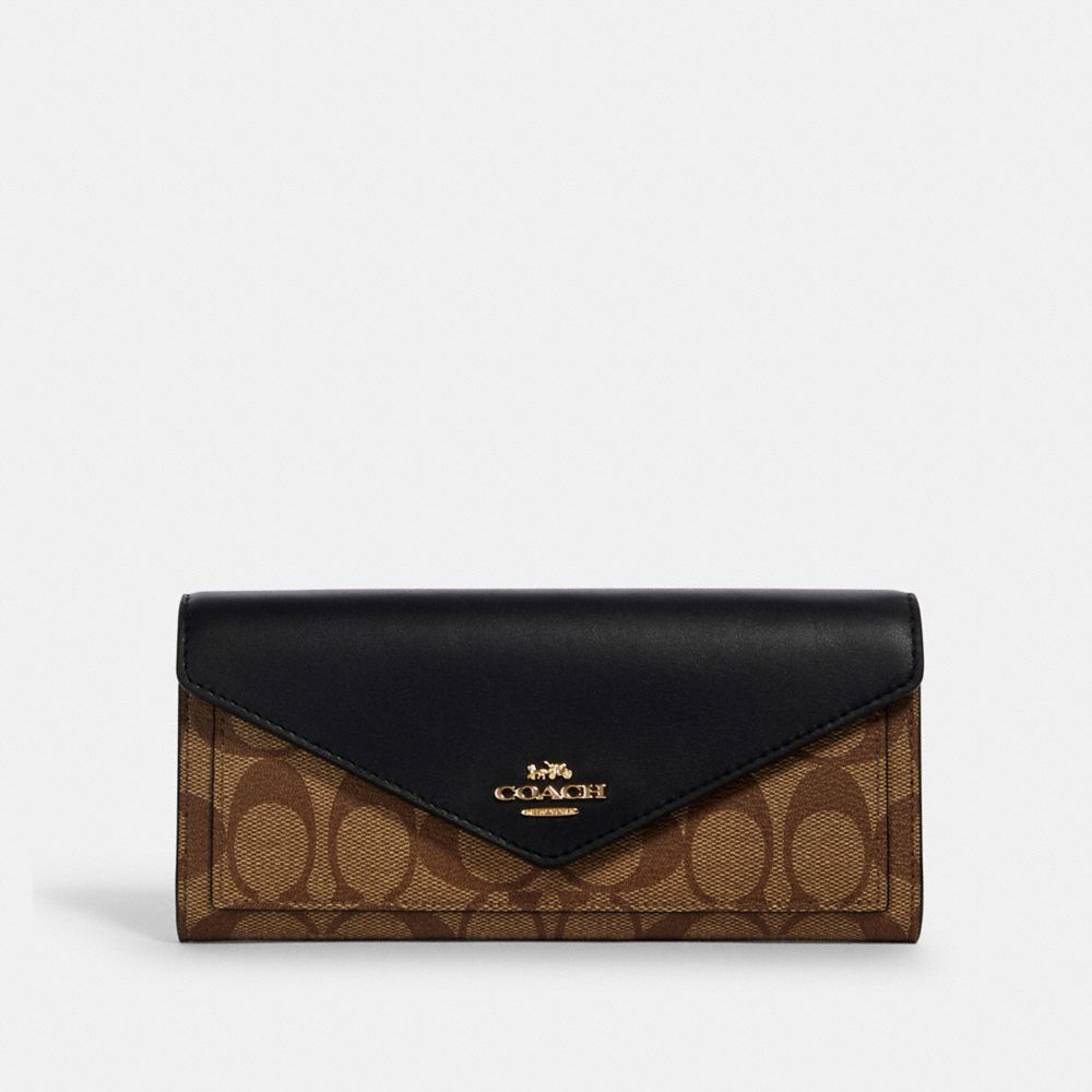 SLIM ENVELOPE WALLET IN SIGNATURE CANVAS - IM/KHAKI/BLACK - COACH 3034