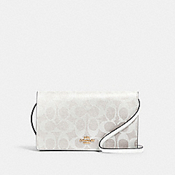 COACH 3036 Anna Foldover Crossbody Clutch In Signature Canvas IM/CHALK/GLACIERWHITE