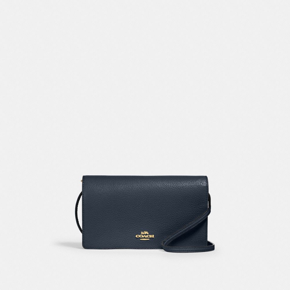 COACH 3037 Anna Foldover Clutch Crossbody GOLD/DENIM