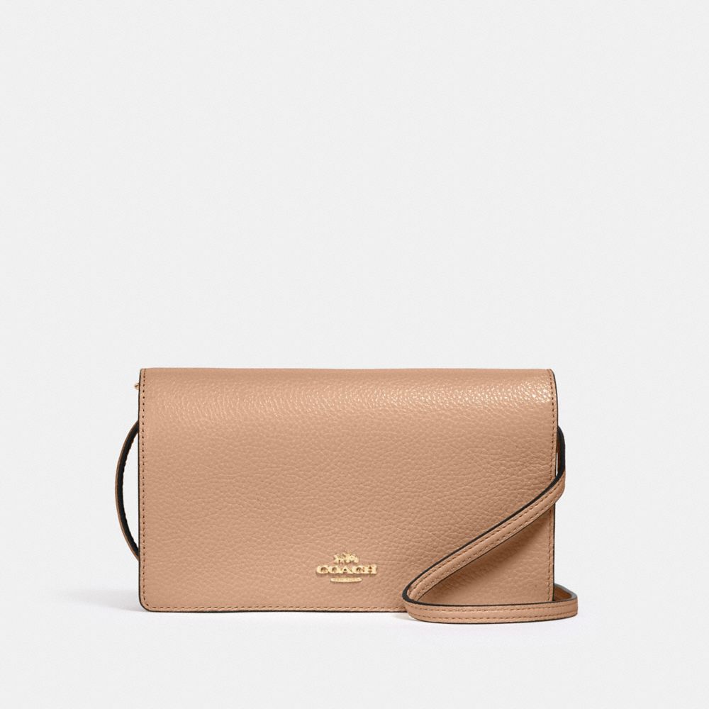 Anna Foldover Clutch Crossbody - 3037 - Gold/Taupe