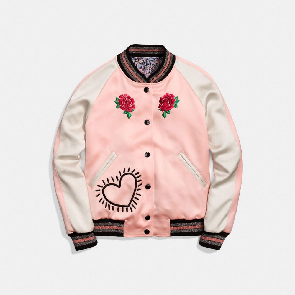 COACH X KEITH HARING REVERSIBLE SATIN JACKET - PJ PINK/LIGHT BLUE - COACH 30499