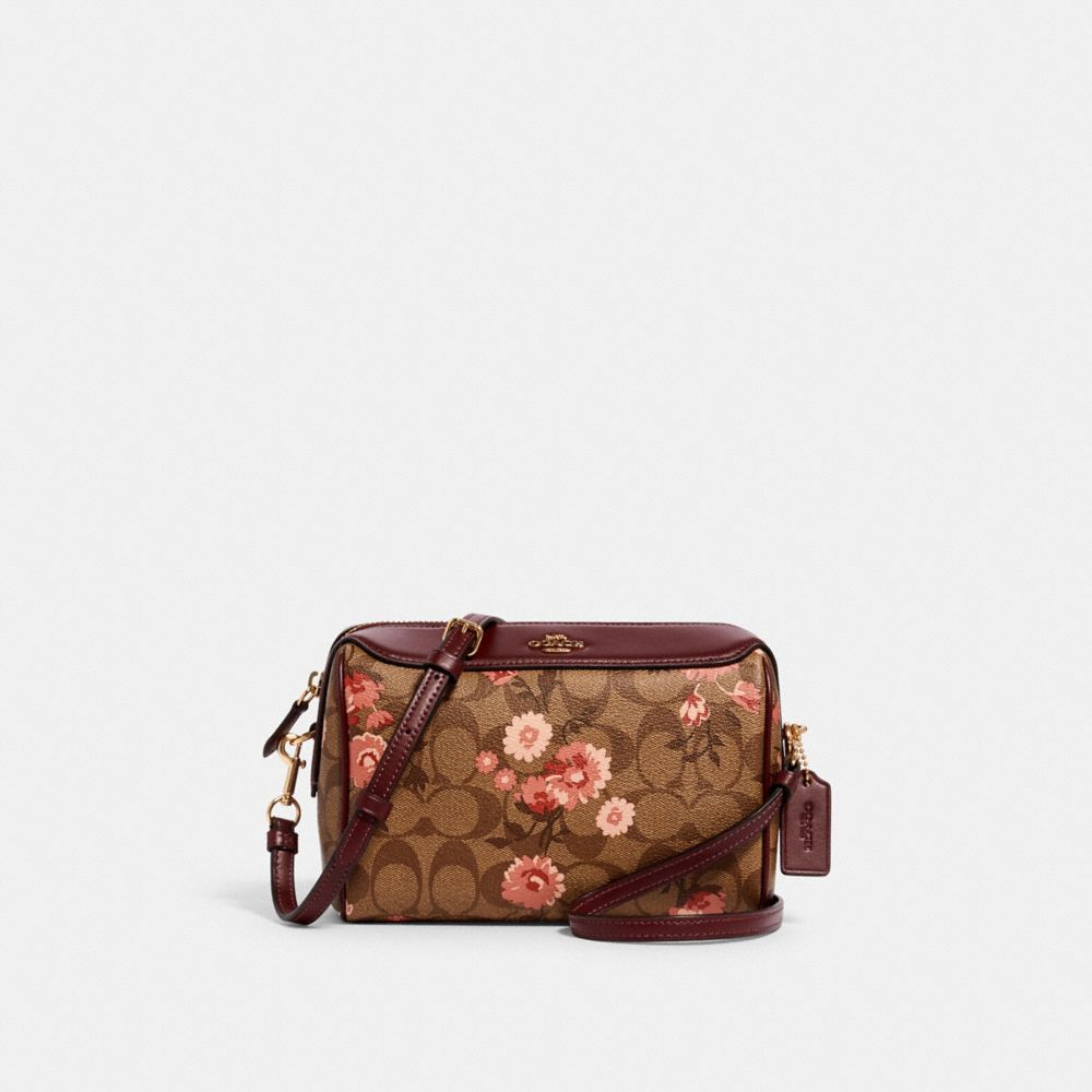 COACH 3056 BENNETT CROSSBODY IN SIGNATURE CANVAS WITH PRAIRIE DAISY CLUSTER PRINT IM/KHAKI-CORAL-MULTI