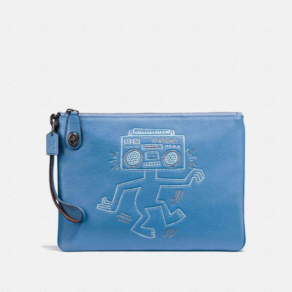 COACH 30579 COACH X KEITH HARING TURNLOCK WRISTLET 30 SKY BLUE/BLACK COPPER