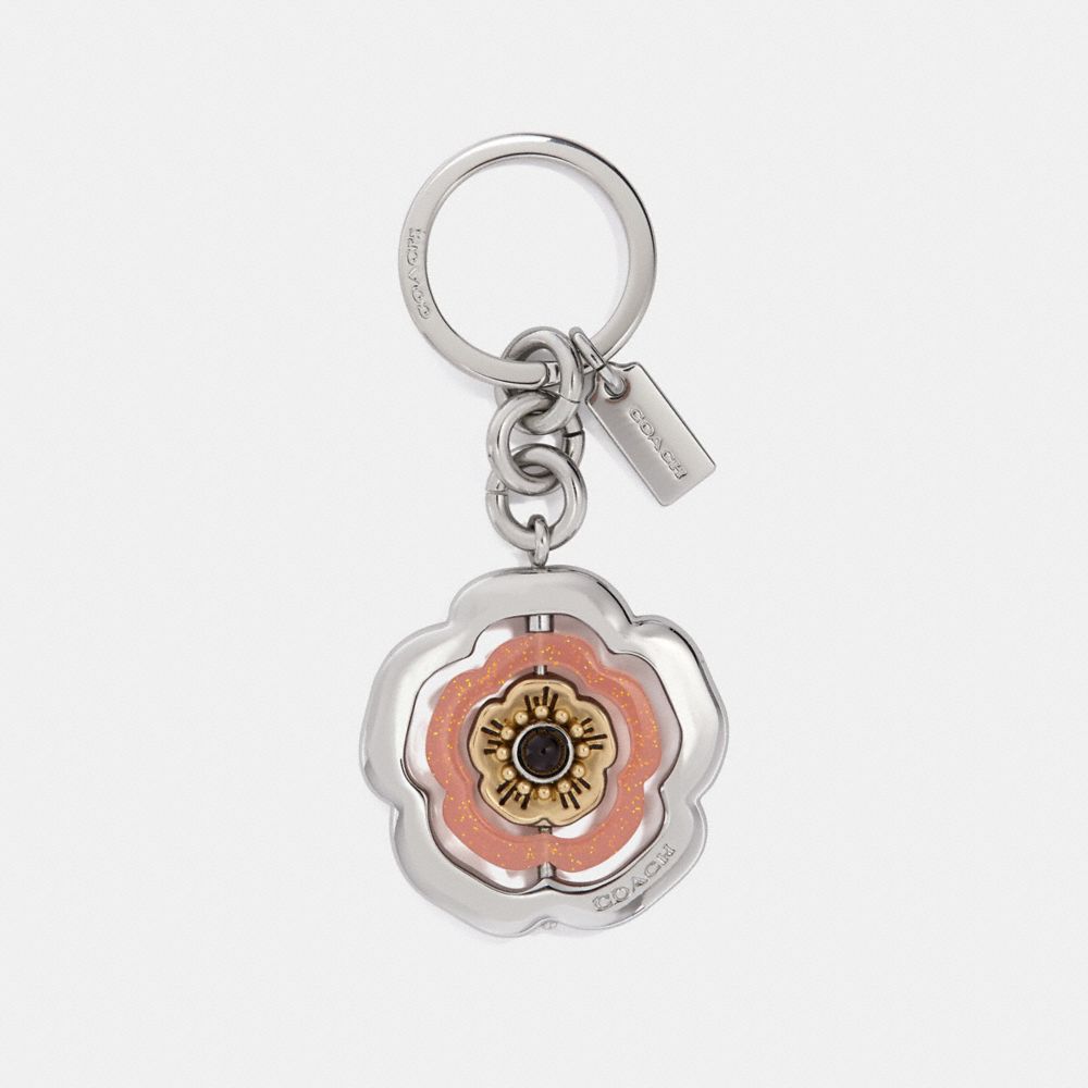 COACH SPINNING TEA ROSE BAG CHARM - CANYON/SILVER - 30711