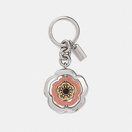 COACH SPINNING TEA ROSE BAG CHARM - CANYON/SILVER - 30711