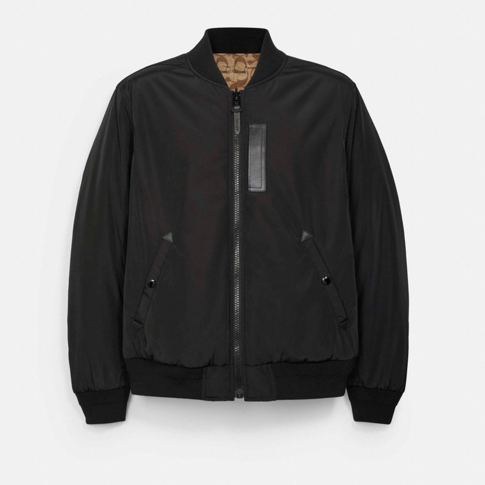 REVERSIBLE SIGNATURE MA-1 JACKET - BLACK/KHAKI - COACH 3089