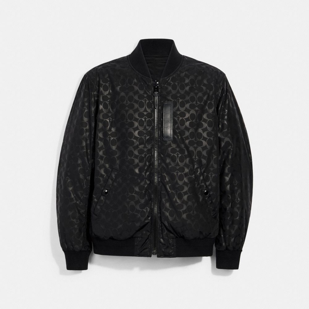 COACH SIGNATURE MA-1 JACKET - BLACK - 3089