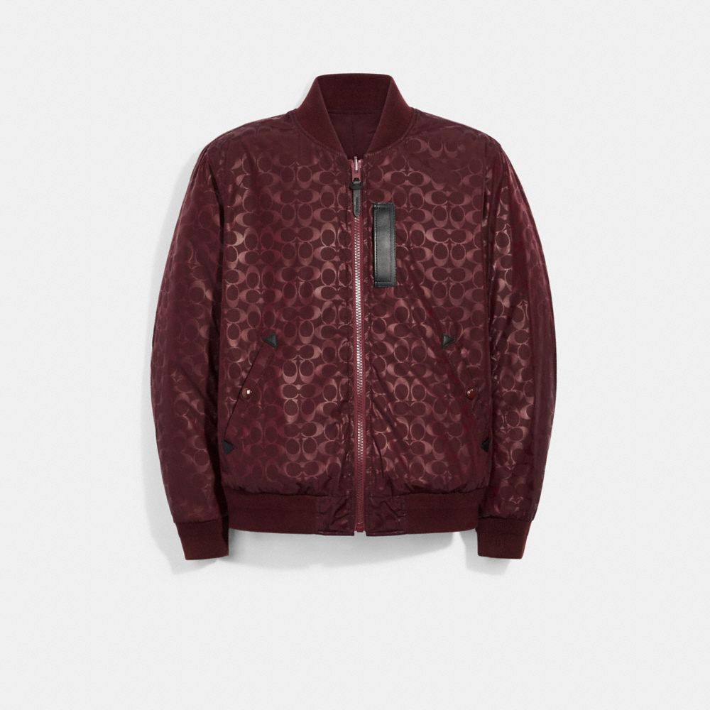 COACH SIGNATURE MA-1 JACKET - MAROON - 3089