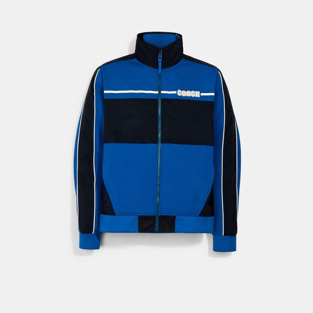 MIXED MEDIA TRACK JACKET - ROYAL BLUE - COACH 3092