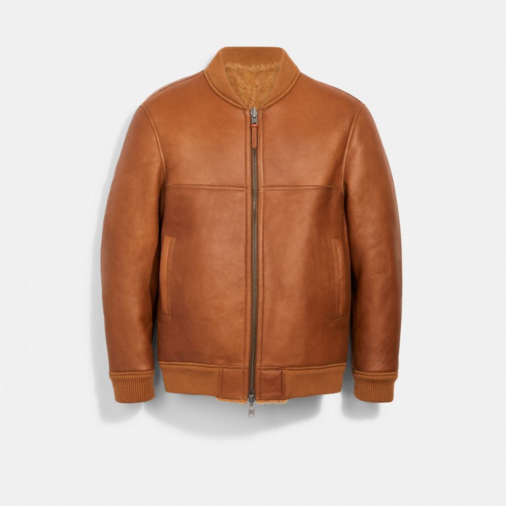 COACH 3097 Reversible Shearling Bomber WALNUT