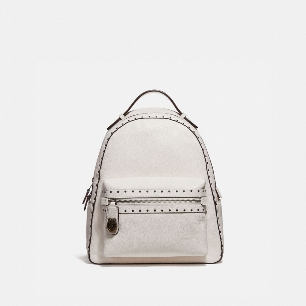 COACH CAMPUS BACKPACK WITH RIVETS - CHALK/BLACK COPPER - 31016