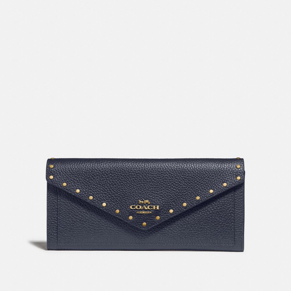 SOFT WALLET WITH RIVETS - B4/MIDNIGHT NAVY - COACH 31426