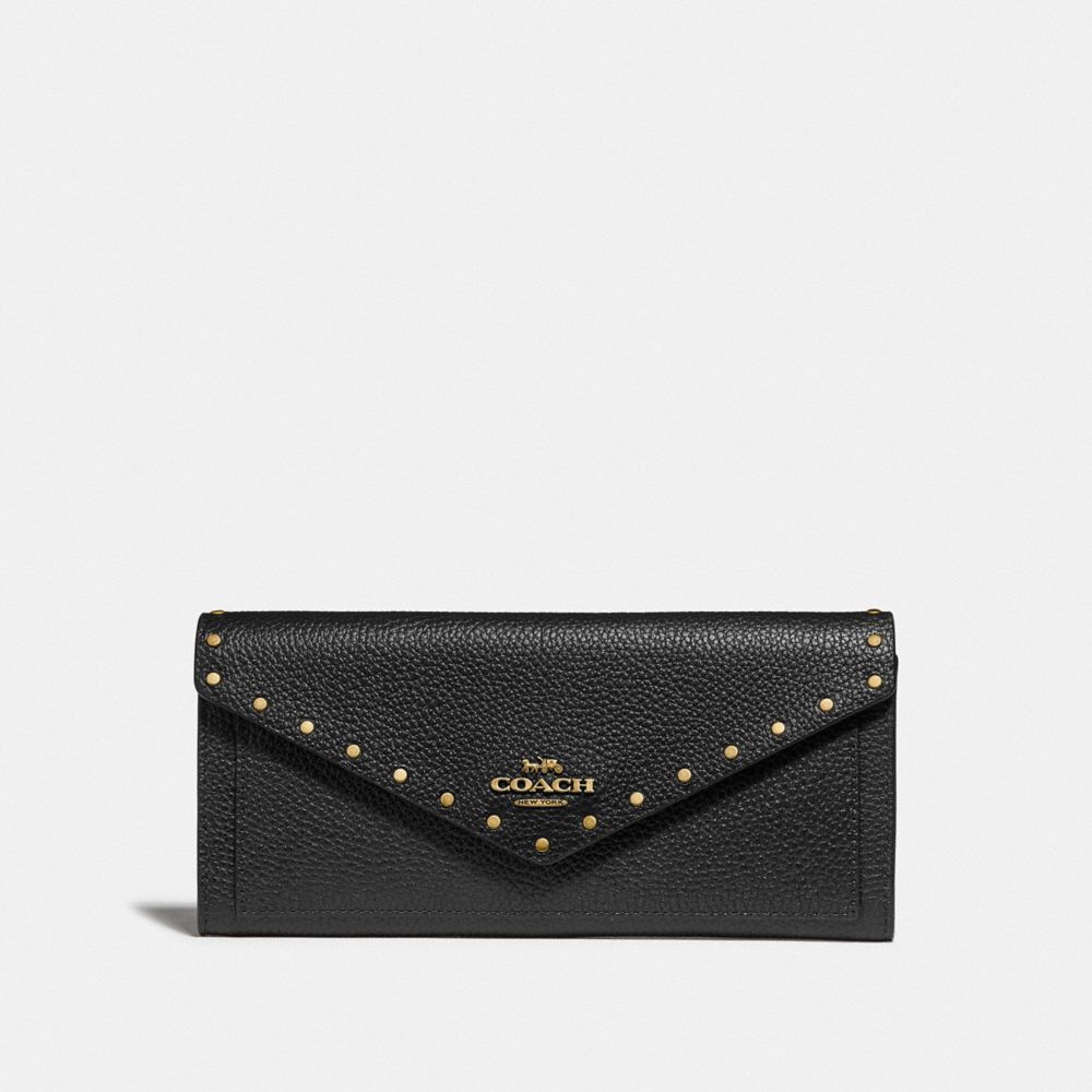 COACH 31426 Soft Wallet With Rivets B4/BLACK