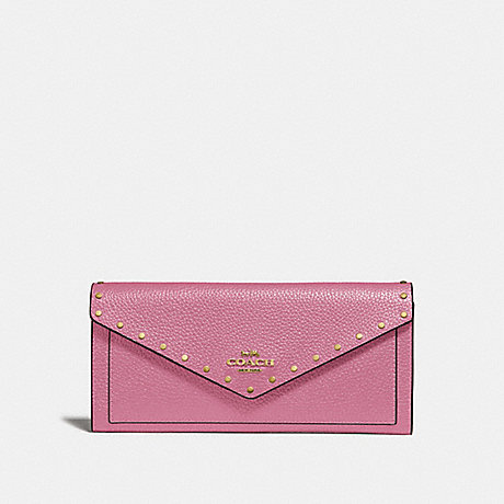 COACH SOFT WALLET WITH RIVETS - B4/ROSE - 31426