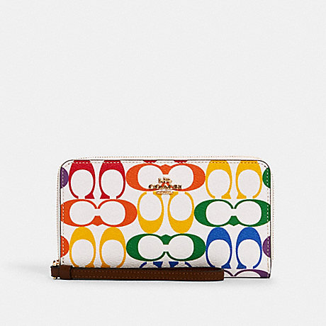 COACH 3148 - LARGE PHONE WALLET WITH RAINBOW SIGNATURE CANVAS - IM 