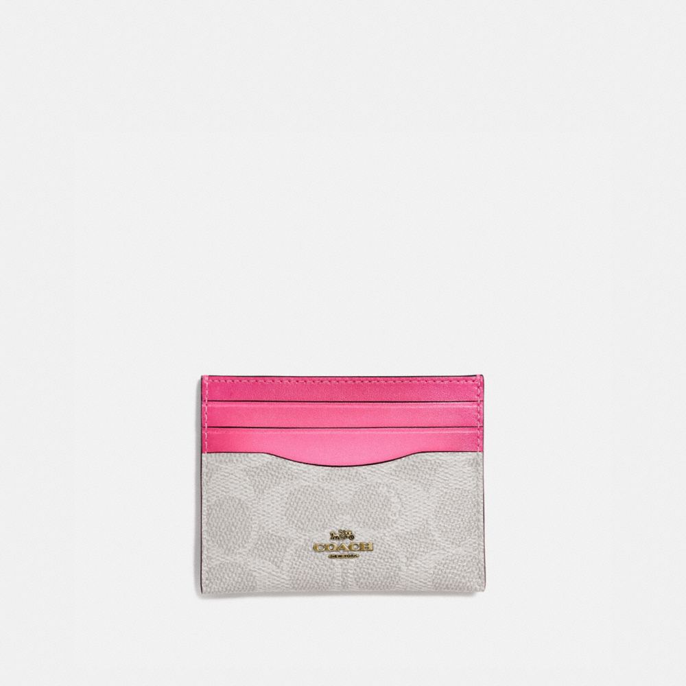 COACH 31541 - CARD CASE IN COLORBLOCK SIGNATURE CANVAS B4/CHALK CONFETTI PINK