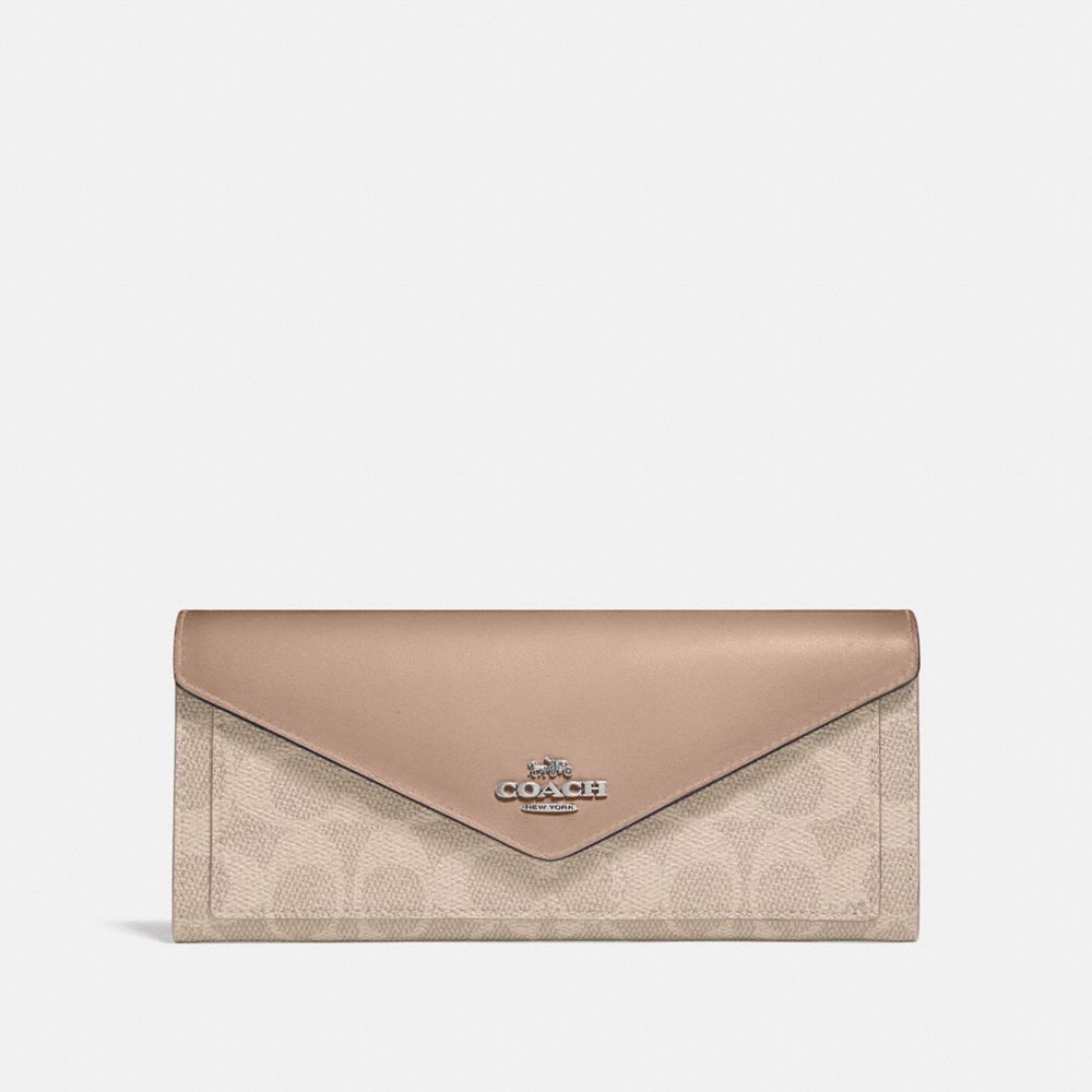 COACH 31547 Soft Wallet In Colorblock Signature Canvas LH/SAND TAUPE