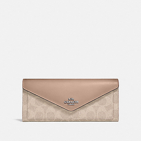 COACH SOFT WALLET IN COLORBLOCK SIGNATURE CANVAS - LH/SAND TAUPE - 31547