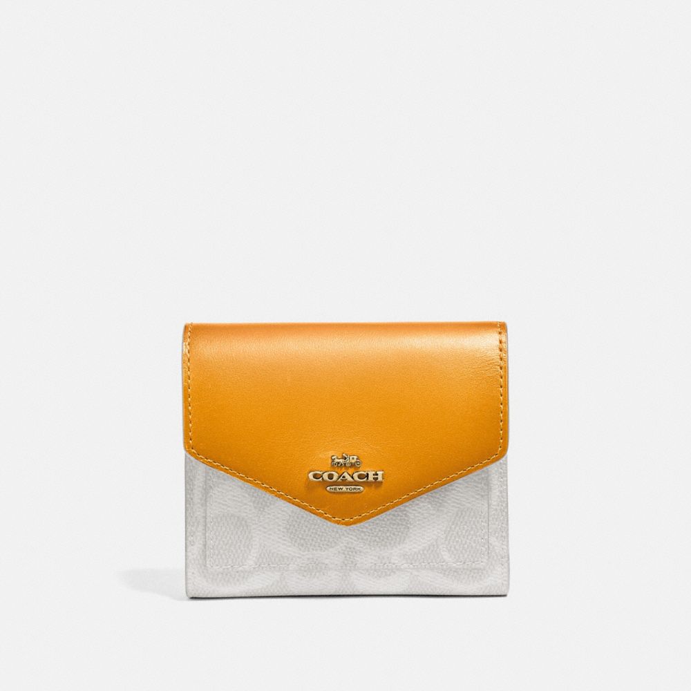 COACH 31548 - Small Wallet In Colorblock Signature Canvas BRASS/CHALK POLLEN