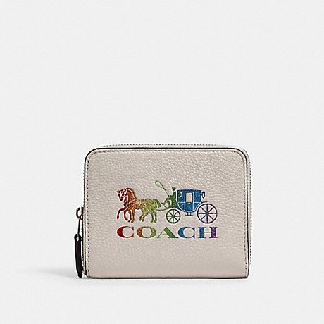 COACH 3155 SMALL ZIP AROUND WALLET WITH RAINBOW HORSE AND CARRIAGE IM/CHALK MULTI