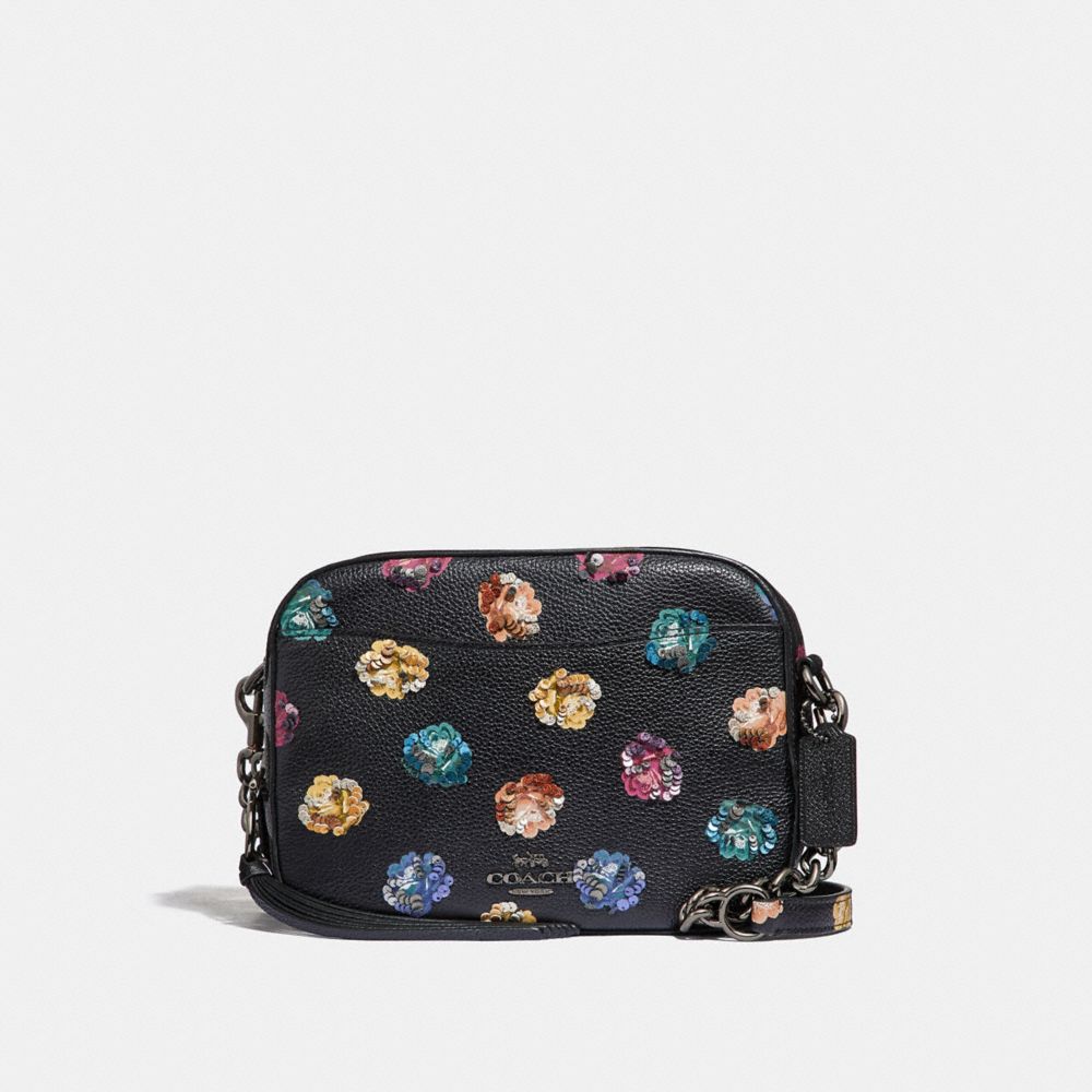 coach rose print camera bag