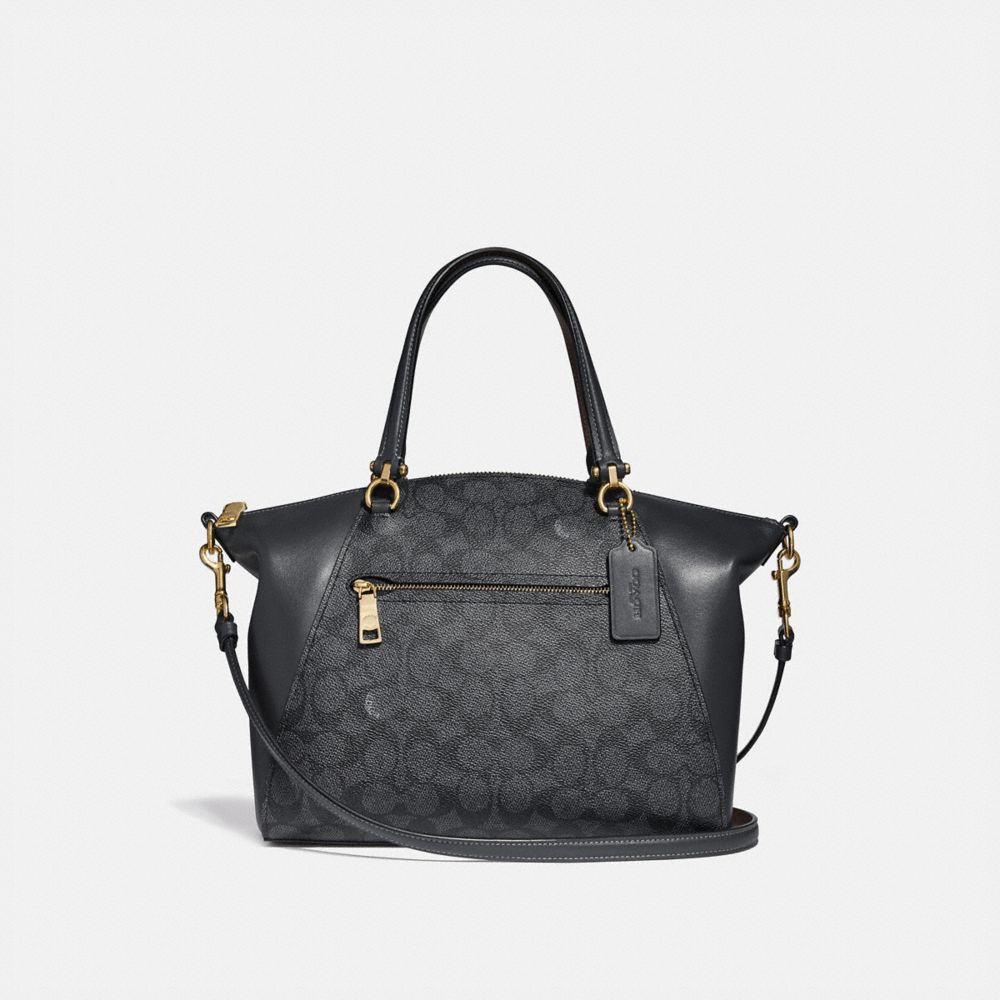 PRAIRIE SATCHEL IN SIGNATURE CANVAS - 31666 - CHARCOAL/MIDNIGHT NAVY/LIGHT GOLD