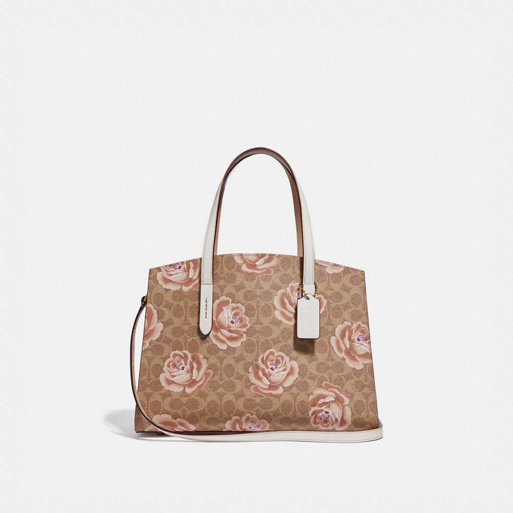 CHARLIE CARRYALL IN SIGNATURE ROSE PRINT - TAN/CHALK/BRASS - COACH 31667