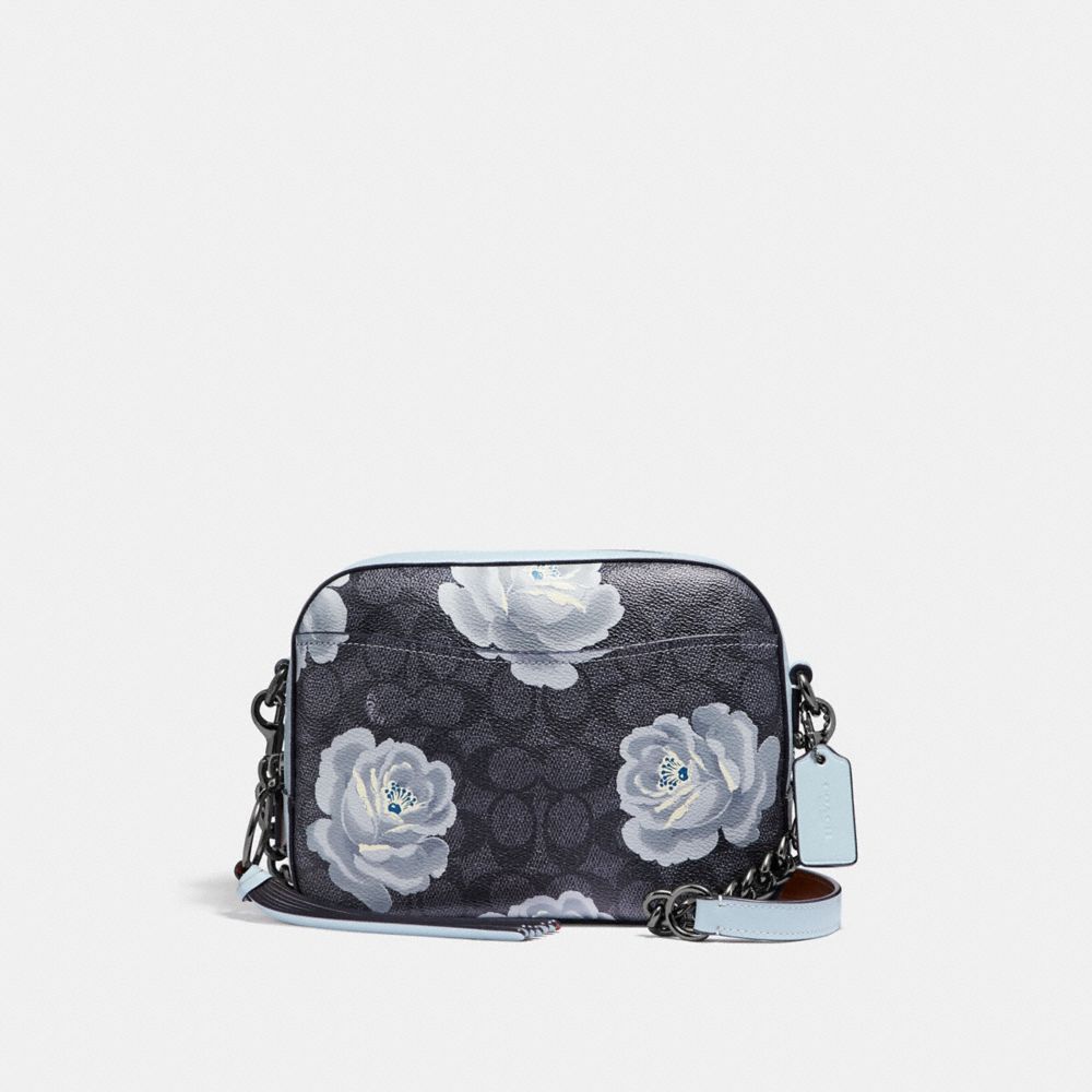 COACH 31695 CAMERA BAG IN SIGNATURE ROSE PRINT DK/CHARCOAL SKY